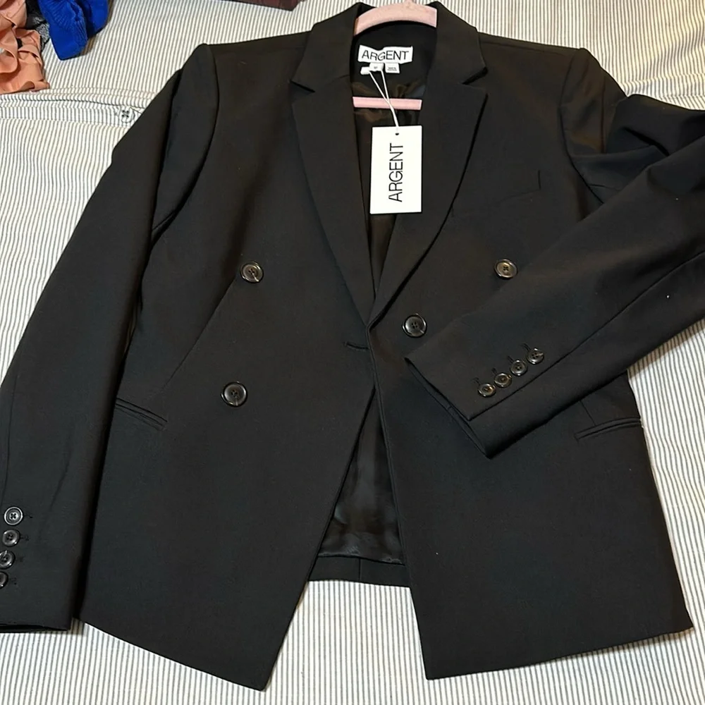 Argent Women's Black Double-Breasted Blazer - Picture 4 of 8